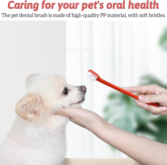 100Pcs Dog Toothbrush Dual Headed Puppy Tooth Brushing Kit Long Handle Soft Grooming Pet Dental Brushes Convenient Double Sided for Pets Cat Puppy Teeth Brush Cleaning Oral Care Supplies -Red