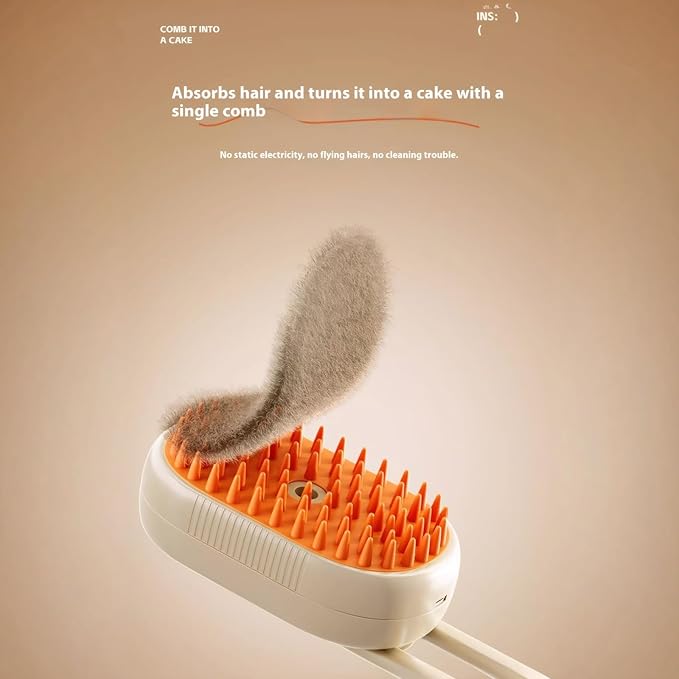 Cat steam brush USB-Powered Pet Steam Brush for Dogs & Cats | Instant Fog Deshedding Tool, Reduces Shedding & Flyaway Hair | Gentle Grooming Brush for Dog & Cat Hair Loss Control (Beige)