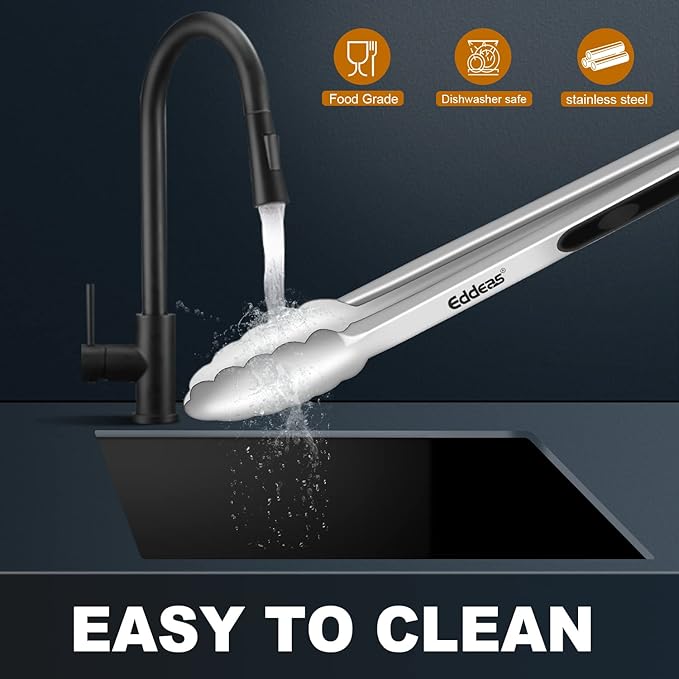 Grill Tongs, 17 Inch Extra Long BBQ Tongs, Heat Resistant 600 Degrees Stainless Steel tongs, Kitchen Metal Locking Tongs for Cooking, Grilling, Outdoor Barbecue