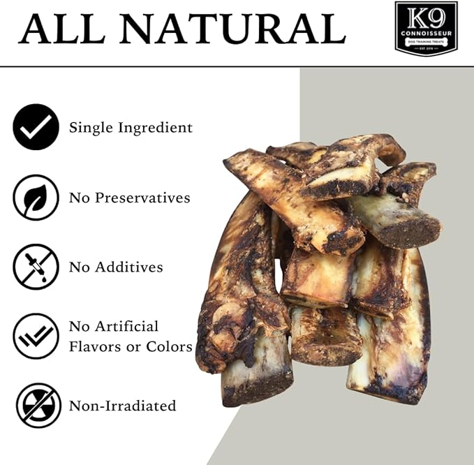K9 Connoisseur Beef Marrow Rib Dog Bones Long Lasting 8 to 10 Inch Long - USA Made Single Ingredient for Medium Dogs Upto 50 Pounds - 8 Pack
