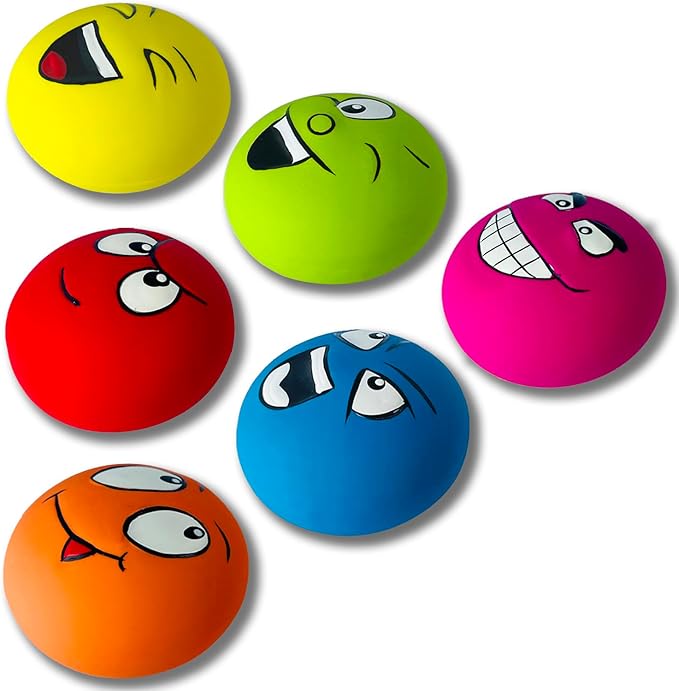 Small Squeaky Dog Toys for Small Dogs Toys, Soft Latex Small Dog Squeaky Toys, Flat Squeaky Dog Balls for Small Breeds, Smile Face Puppy Squeaky Toys 6PCS
