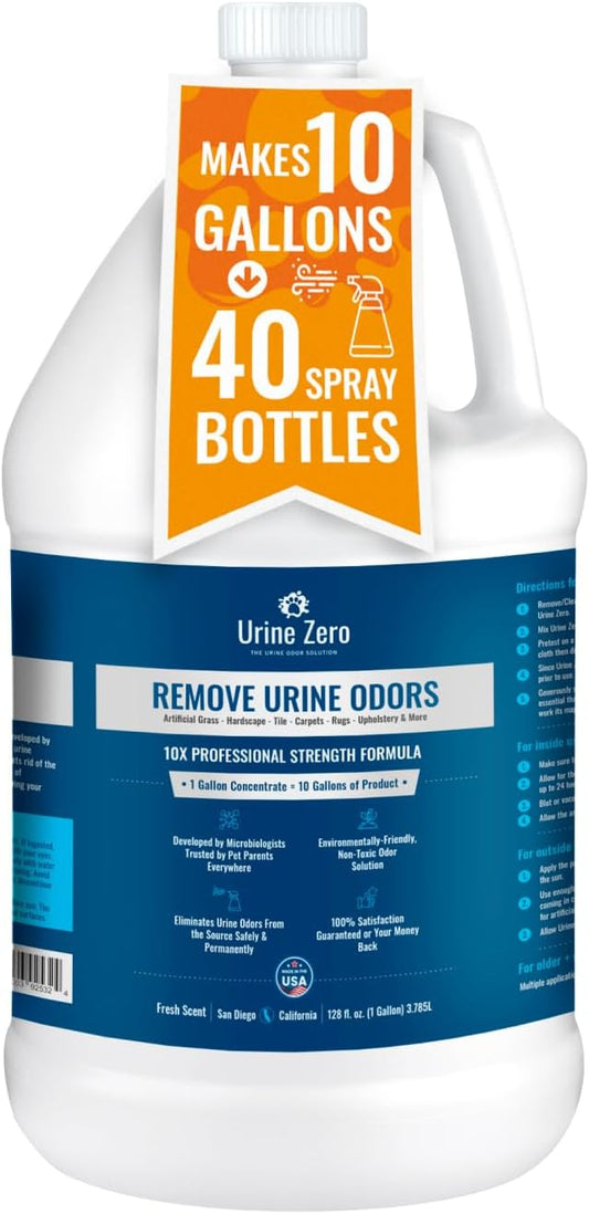 10X Concentrate – Professional Strength Pet Odor Eliminator | Bio-Enzyme Cleaner for Dog & Cat Urine | Makes 10 Gallons for Artificial Grass, Carpet, Patios & Kennels | Pet Safe
