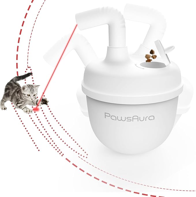 Cat Laser Toy,Cat Laser Toy Automatic Rechargeability,360° Rotation Out of Real Randomized Trajectory Motion,3 Modes Interactive for Cats for Bored Indoor Adult Cat Kittens (White)