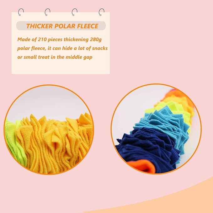 Snuffle Ball Rainbow Snuffle Snake Puzzle Toy for Dogs Puppy Treat Dispensing Toys Foraging Snuffle Mat Interactive Slow Feeder Dog Toys for Any Size