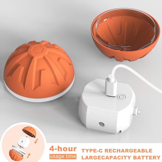 Dog Toys Dog Ball, Durable Motion Active Rolling Balls with Remote Control LED Light, Rubber Peppy Pet Balls for Medium Large Dogs, USB Rechargeable, 3.2-in Diameter (Orange)