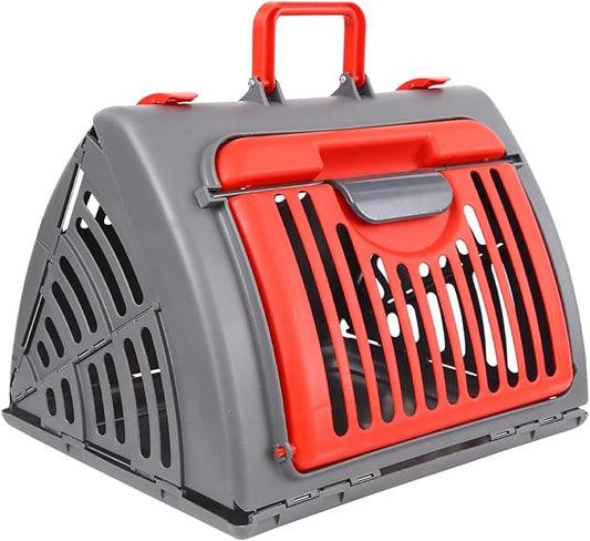 Foldable Travel Cat Carrier 14 * 14 * 18 inches Sport Designs Plastic Carrier, Red