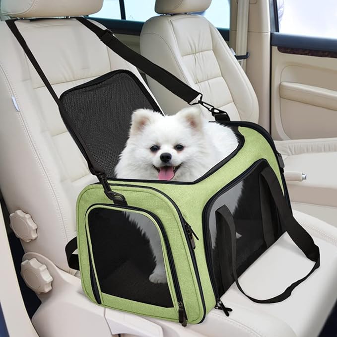 Pet Carrier for Small Medium Cats Dogs Puppies up to 15 Lbs, Airline Approved Small Dog Carrier Soft Sided, Collapsible Travel Puppy Carrier - Green