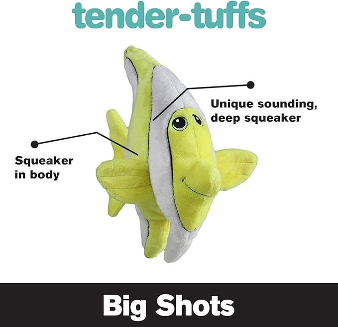 SmartPetLove Snuggle Puppy Tender-Tuffs - Angelfish Plush Toy for Big Dogs - Puncture Resistant Squeaker