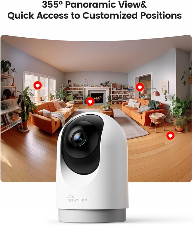 TREATLIFE 5MP Indoor Camera, 2.4G/5G WiFi Cameras for Home Security, Pan/Tilt Baby & Pet Monitor, Motion Detection, Auto Tracking, 2-Way Audio, Night Vision, Cloud & SD Card Storage, Support Alexa