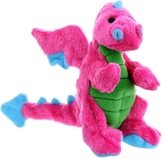 goDog Bubble Plush Dragons Squeaky Dog Toy, Chew Guard Technology - Pink, Large