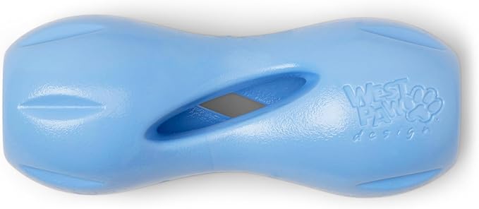 WEST PAW Zogoflex Qwizl Dog Puzzle Treat Toy – Interactive Chewing for Dogs – Dispenses Pet Treats – Brightly-Colored Dog Enrichment Toy for Aggressive Chewers, Fetch, Catch, Small 5.5", Periwinkle