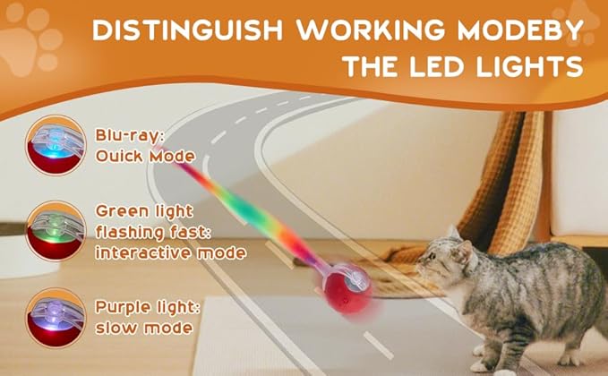 Kitty Toys & Cat Toys Interactive – Automatic Moving Cat Toy for Indoor Cats, Rolling Ball Tunnel Mat with LED Lights & Bird Chirping, Stimulating Cat Enrichment Ball Toy for Kittens & Bored Cats