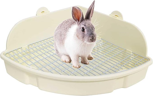 kathson Large Rabbit Litter Box Bunny Corner Toilet Box Potty Trainer Bigger Pet Pan Small Animal Cage Toilet Bedding Box Fanshaped for Adult Guinea Pigs Chinchilla Ferret Galesaur