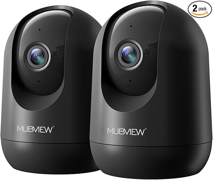 MUBVIEW Cameras for Home Security, Indoor Security Camera, 2.4/5GHz WiFi Wired Camera Ideal for Dog/Elder/Baby, Motion Tracking, Two-Way Audio, Pan Tilt, 7X24, 2K Night Vision PK320B-D