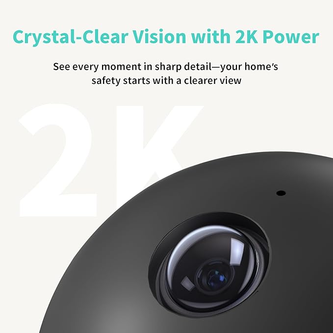 2K Indoor Security Camera, AI Human Pet Motion Detection, 2.4/5 GHz, 360° Pan Tilt, Night Vision, 2-Way Audio, Compatible with Alexa & Google Assistant (Standard Configuration)