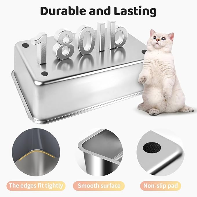 Stainless Steel Litter Box with Lid, XXL 23.6"L x 15.7"W x 15.7"H Enclosed High Sided Removable Metal Cat Litter Box with Top Entry, Scoop, Anti-Leakage, Non-Sticky, Easy Cleaning (Dark Grey)