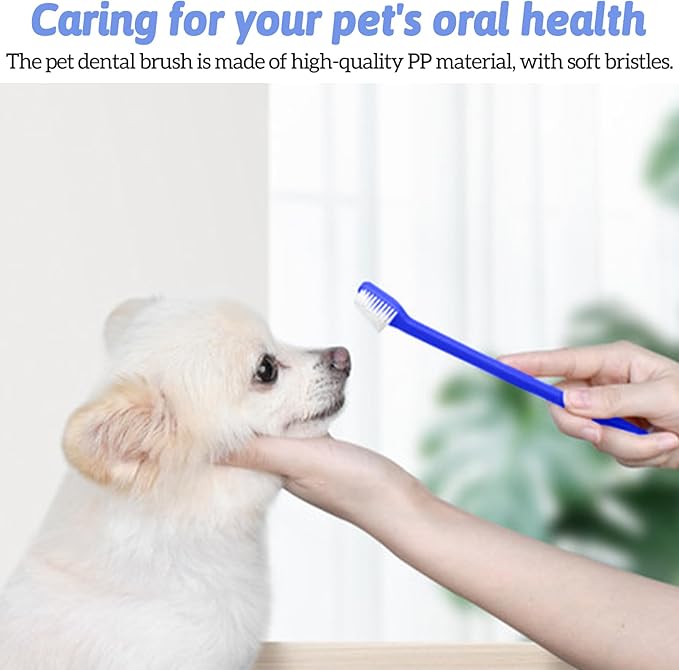 100Pcs Dog Toothbrush Dual Headed Puppy Tooth Brushing Kit Long Handle Soft Grooming Pet Dental Brushes Convenient Double Sided for Pets Puppy Teeth Brush Cleaning Oral Care Supplies-Blue