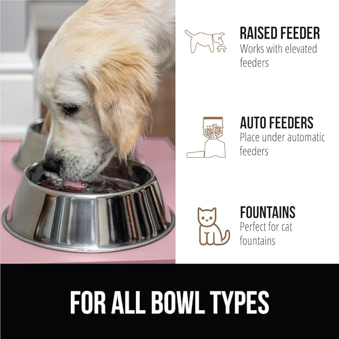 GORILLA GRIP 100% Waterproof Raised Edge BPA Free Silicone Pet Feeding Mat, Dog Cat Food Mats Contain Spills Protects Floors, Placemats for Cats and Dogs Water Bowl, Pets Accessories 32x24 Pink