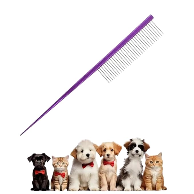 Grooming Comb with Rounded Ends - Rat Tail Design for Dematting and Hairstyling Cats & Dogs, Float Hair Removal