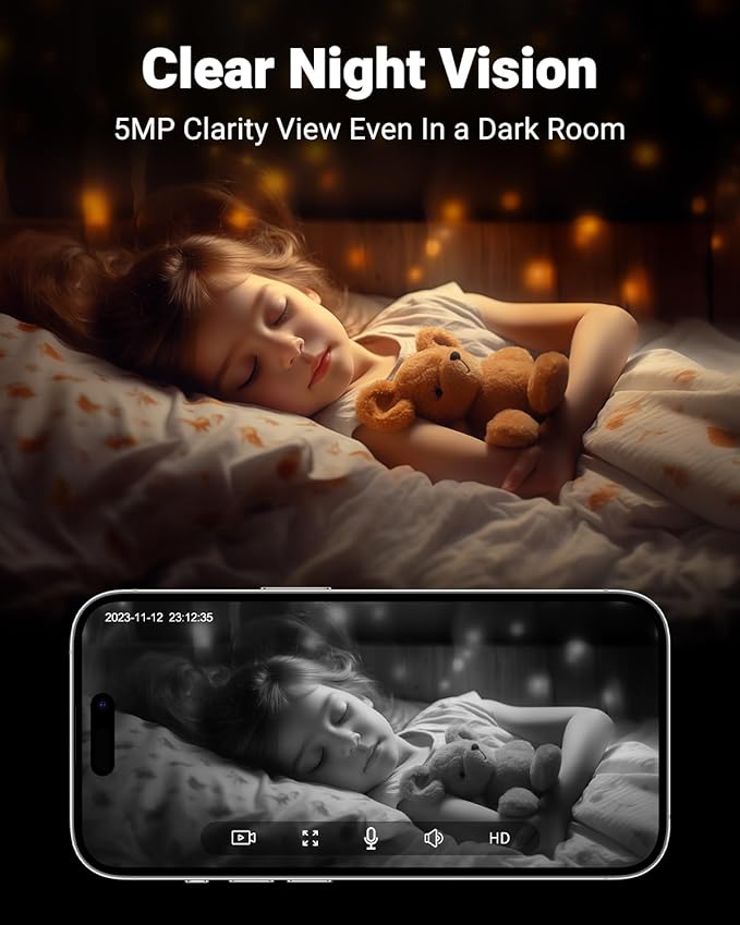 MUBVIEW 5MP Indoor Security Camera, 5/2.4G WiFi Cameras for Home Security, Pet/Dog/Baby Camera with Phone app, Plug-in, 2-Way Audio, Night Vision, Motion Detection, Auto Tracking, 4-Pack