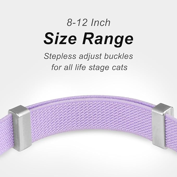 AirTag Cat Collar, Ultra Elastic Cat Tracker Collar with Apple Air Tag Holder, [Lightweight][Scratch Resistant] Stepless Adjustable GPS Pet Collar for Cats Kittens [Purple]