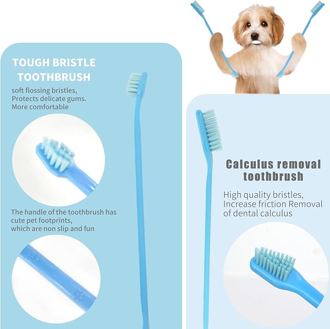 HOP Pet Toothbrush Kit 10PCS Cats Dogs Dental Care Soft Bristles Finger Toothbrush Set Toothpaste Fresh Breath Dog Oral Care Kit Suitable for All Pets Home of Paws