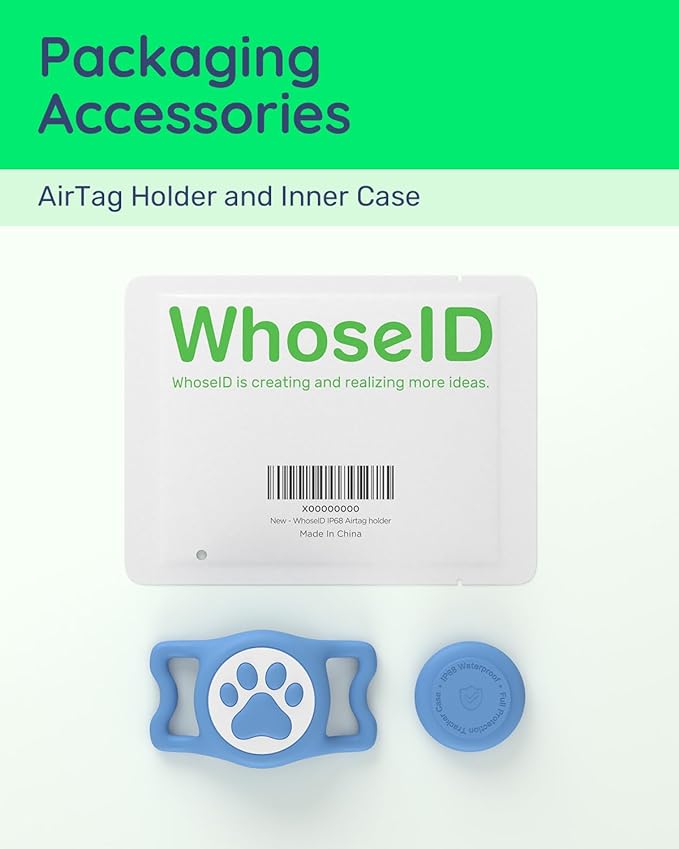 IP68 Waterpoof Dog Airtag Holder, Stretchy Silicone Full Body Covered Apple Air Tag Holder for Dog Cat Collar Fit All Width Collar (Blue, 1 Pack)