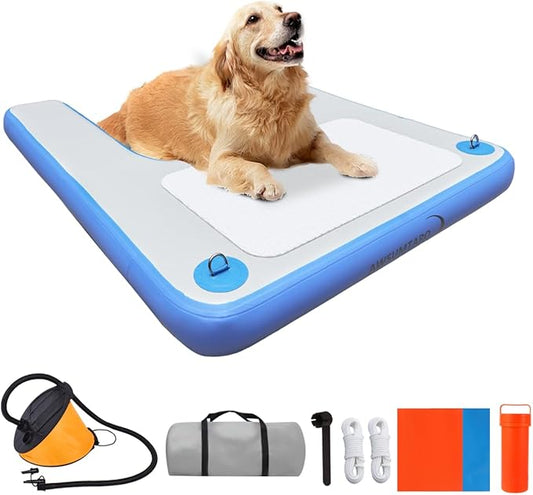 Inflatable Dock, Load-Bearing 200 pounds, Dog pet ramp, Suitable for Swimming Pools, Boat Docks, Lakes, Beach use Water Sports Platform.