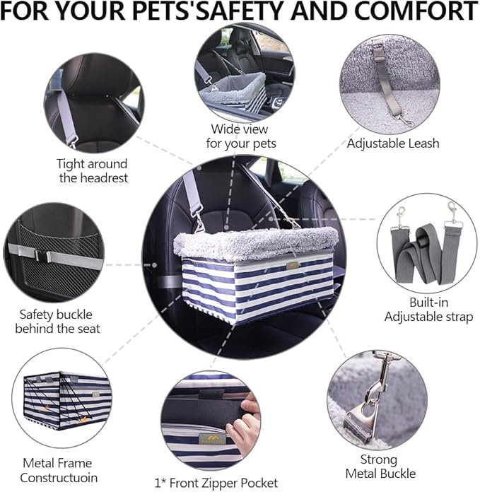 Dog Car Seats for Small Dogs, Upgrade Dog Booster Seat with Metal Frame Construction with Double-Layer Oxford, Perfect for Small Pets up to 20lbs