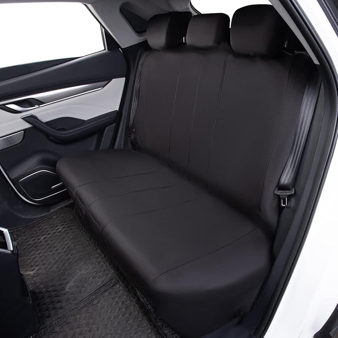 Flying Banner Rear Bench car seat Covers car seat Protectors Split 40/60 50/50 60/40 (Solid Black, Better)