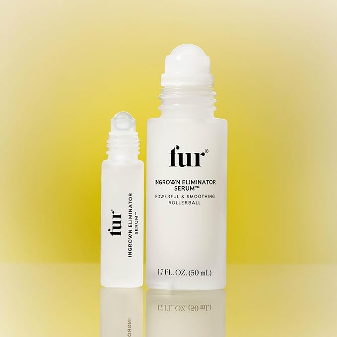 Fur Ingrown Eliminator Serum Rollerball Travel Size - Powerful Ingrown Hair Treatment Serum With AHAs and BHAs to Treat and Prevent Ingrown Hairs and Bumps, Hydrates and Soothes Irritated Skin - 10 ml