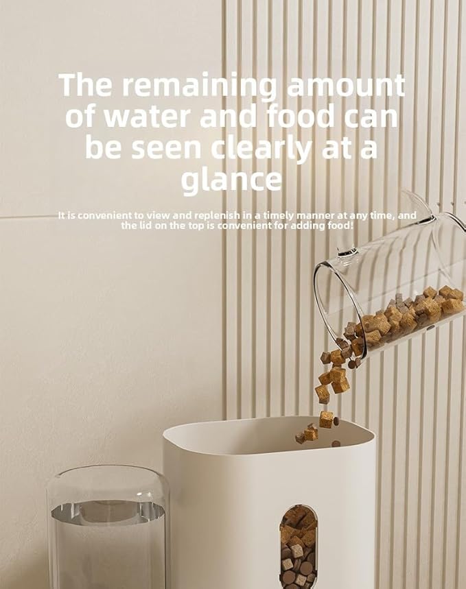 2-in-1 Automatic Pet Feeder & Waterer Set + Cat Litter Scoop Kit – 0.8L Spill-Proof Water Dispenser & 2.2LFood Bow Scooper for Cats & Small Pets