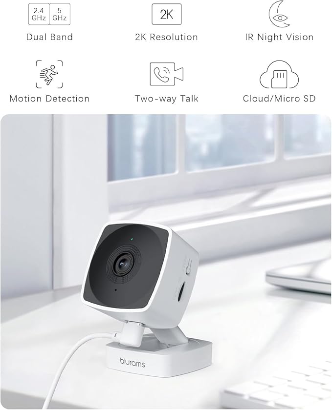 blurams Cameras for Home Security 5GHz, 2K Indoor Camera, Pet Camera with Phone App, AI Motion Detection, 2-Way Audio, Compatible with Alexa&Google Home, 4-Pack