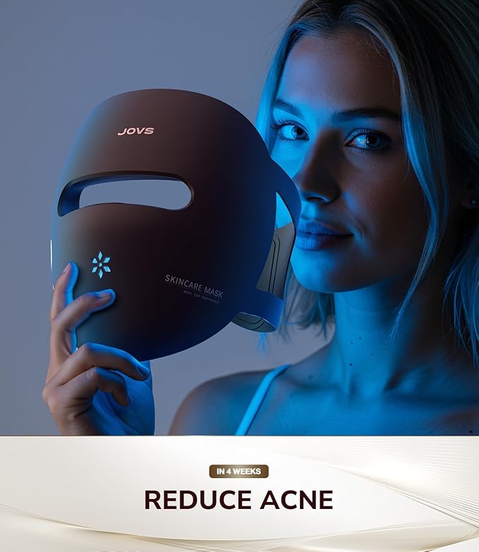 JOVS Red Light Therapy Mask for Face, LED Face Mask with Near-Infrared Light, Rechargeable, 4 Modes, Portable Anti-Aging Skin Care Device for Home Use