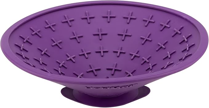 LickiMat Splash, Dog Slow Feeder Bowl Lick Mat, Boredom Anxiety Reducer, Sticks to Smooth Surface; Perfect for Food, Treats, Yogurt, or Peanut Butter. Fun Alternative to a Slow Feed Dog Bowl, Purple
