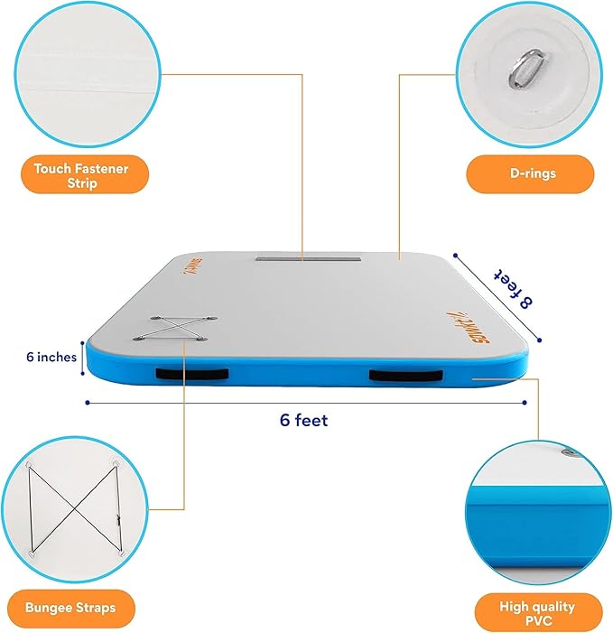 Inflatable Floating Dock for Lakes - (6' x 8’ and Dog Dock) - Large Floating Platform Lake Mat - Dog Water Ramp - Deck Floating Pad for Boats