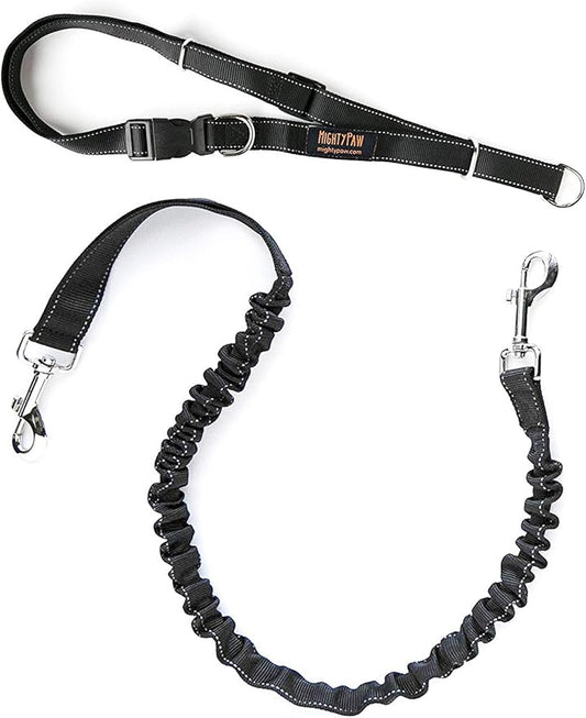 Mighty Paw Hands Free Dog Leash | Bungee Waist Leash for Dog Walking. Pet Running Hands Free Tether for Large, Medium & Small Breeds. Pet Waist Belt (36" - 48") Up to 150 lbs - Black