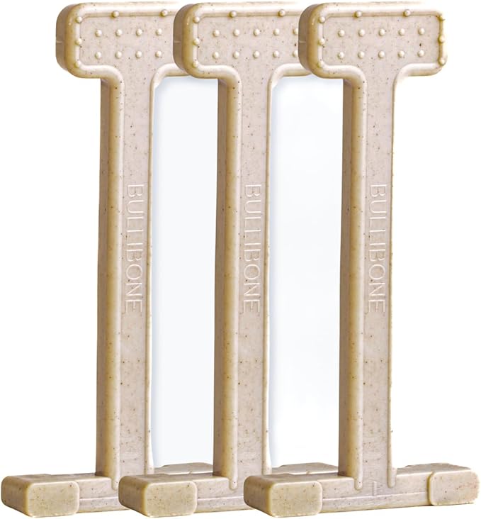 Bullibone Nylon Dog Chew Toy Nylon Bone - Improves Dental Hygiene, Easy to Grip Bottom, and Permeated with Flavor (Large - 3 Pack, Chicken)