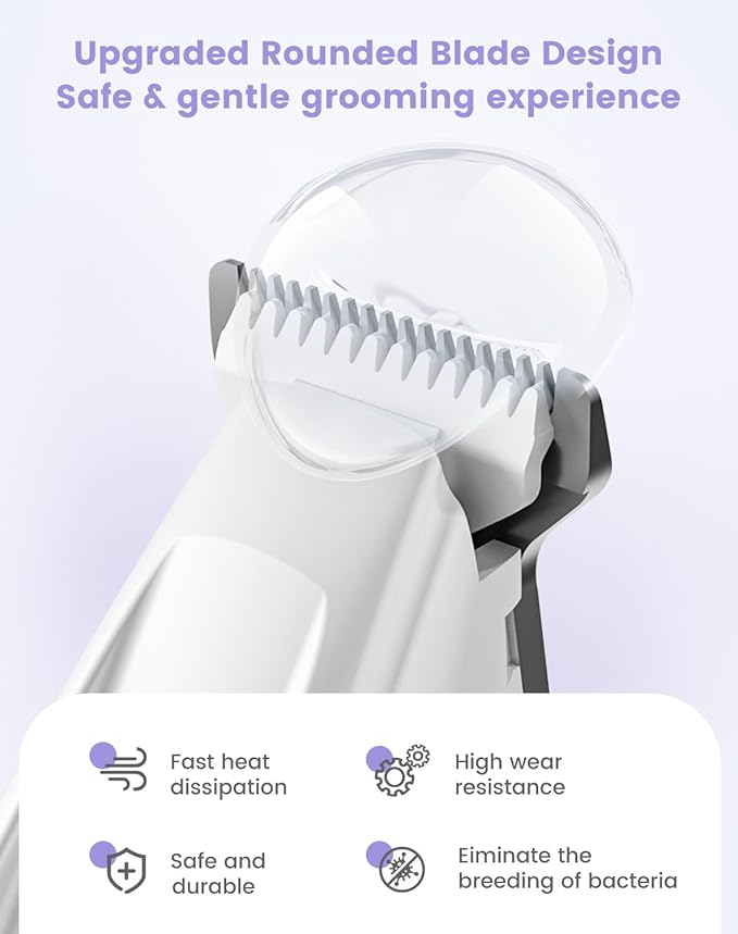 Dog Paw Trimmer with LED Light, 35dB Low Noise Paw Trimmers for Dog's Feet, 2 Speed Safety Electric Dog Clippers for Grooming, Rechargeable Cat Shaver for Paws, Ears, Face, Rump