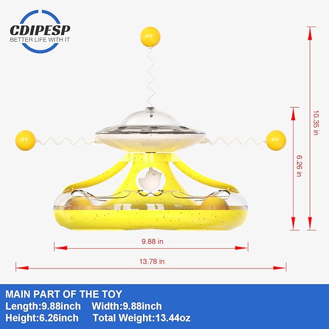 3 in 1 Interactive Cat Toys Balls Cat Fidget Spinner Treat Toys Windmill Cat Food Dispenser Toys Cat Slow Feeder Dry Food Cat Teaser Wand for Indoor Cats