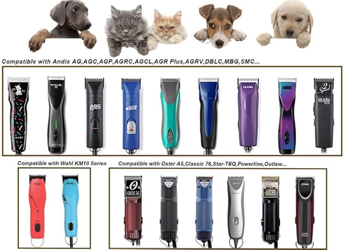 7Pack Dog Grooming Blades Compatible With Andis/Oster A5/Wahl KM-10 Series Clippers - Detachable Replacement Blades, Gold (7PCS #10+30+40+3FC+4FC+5FC+7FC)