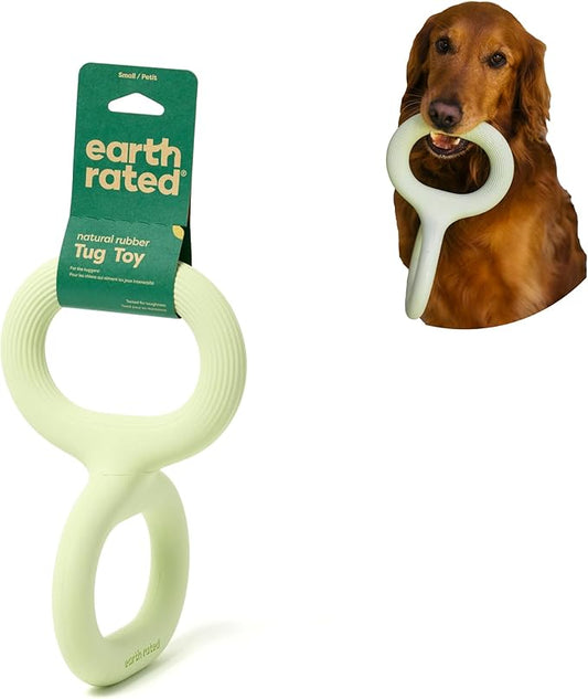 Earth Rated Tug of War Toy for Dogs and Puppies, Interactive Dog Pull Toys, Ergonomic Grip, Natural Rubber, Small, Green
