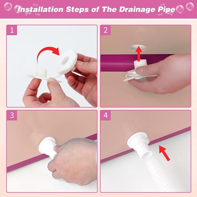 YUEPET Extra Large Foldable Dog Bath Tub for Large Dogs, 49 Gal Portable Dog Bathtub Lightweight Hightened Pet Wash Station with Drain Plug for Big Dogs Indoor/Outdoor Bathing, Camping (Pink)