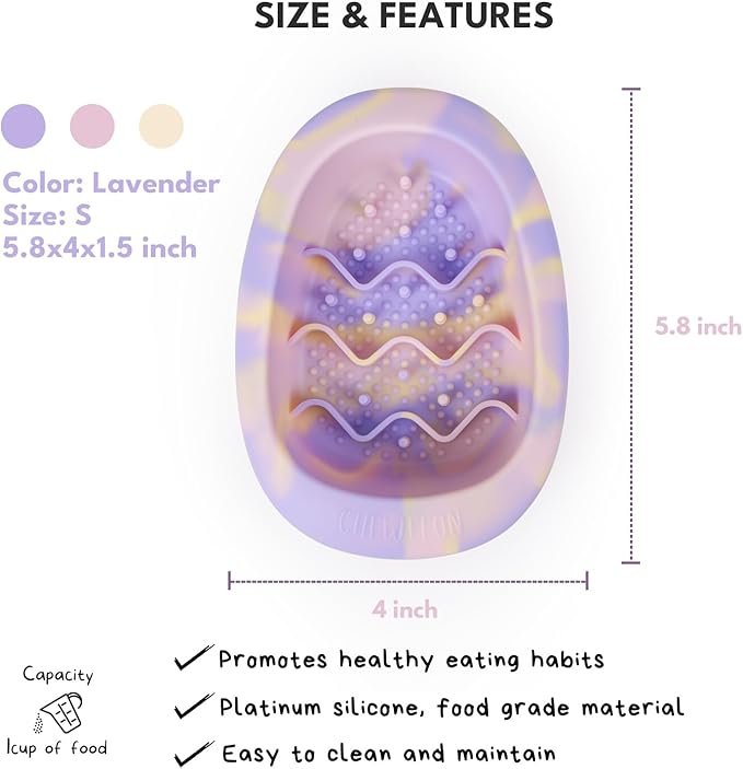 Interactive Dog & Cat Lick Mat Bowls, BPA-Free Silicone Dog Slow Feeder with Suction Cups, Non Slip Food Bowl for Dogs and Cats, Reduce Anxiety, Dishwasher Safe, Lavender Purple Small