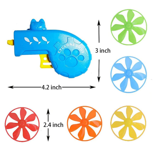 12 Pieces Cat Fetch Toy, Flying Pet Toys Saucer Launcher for Indoor, Disc Toys Training Chasing with Colorful Propellers, Pets Outdoor Toys