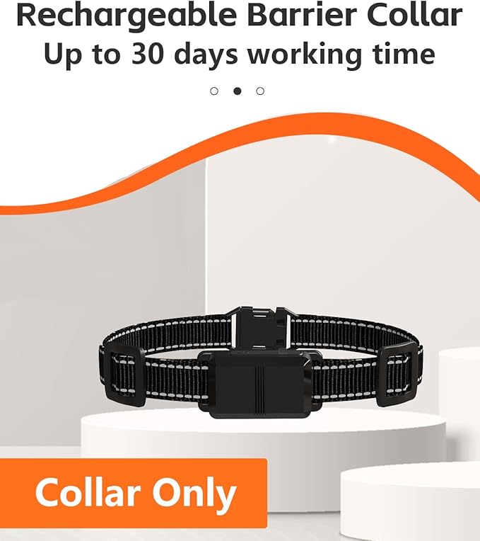 FLYSPEAR Wireless Pet Barrier - Rechargeable Indoor Barrier with 6 Adjustable Range Radius up to 7 ft, 6 Adjustable Safe Static Intensity, Electric Fence System with Hook (Receiver Collar Only)