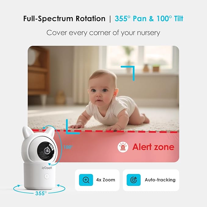 ieGeek 5" Split Screen Baby Monitor,HD Night Vision,2-Way Talk,Motion Detection,Temperature&Humidity Sensor,WiFi Baby Camera Monitor Supports Smartphone App(Upgrade)