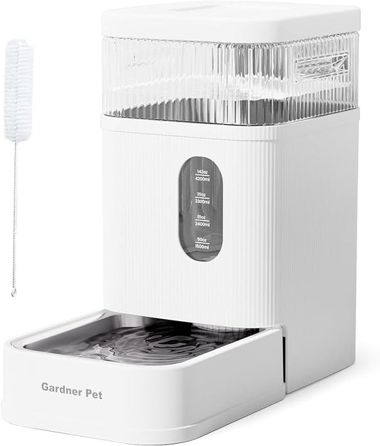 Gardner Pet Automatic Dog Water Dispenser Gravity Waterer with Stainless Steel Bowl Water Dispenser 8.5L Large Capacity Water Feeder for Dogs Cats Pets, BPA-Free Noise-Free (White, 8.5L)
