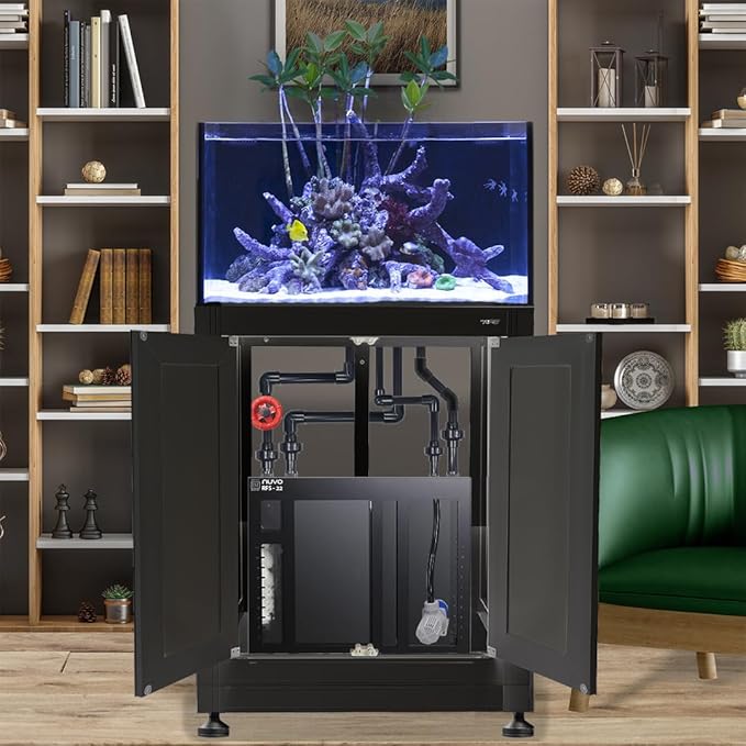 Innovative Marine 50 Gallon INT Internal Overflow Lagoon Aquarium - Complete Reef System with Black APS Stand with Leveling Frame