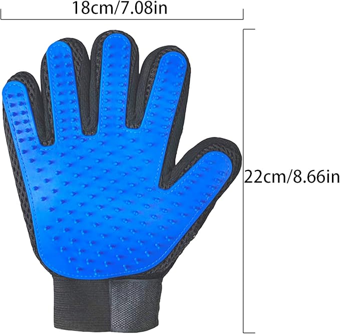 Zoocozy 2 in 1 Pet Hair Removal Glove for Cat Dog, Indoor Cat Grooming Gloves, Pet Washing Brush for Shedding Massage - Double-Sided Available(Dark Blue)